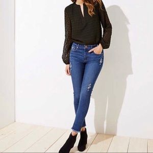 Loft Embroidered Skinny Jeans
